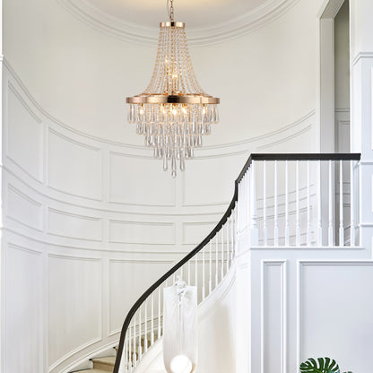 Gold Crystal Chandelier – Large Contemporary Luxury Ceiling Fixture