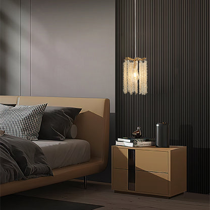 Lot de 3 lampes suspendues en cristal de luxe, lustre élégant avec finition dorée et design en perles en cascade (sans ampoules) 