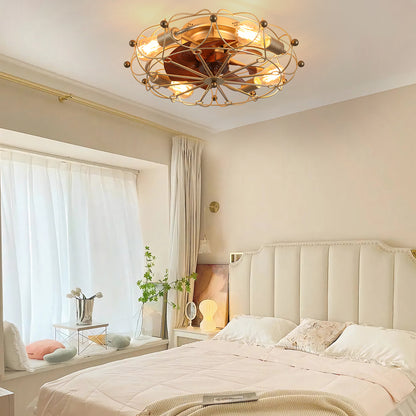 Low-Profile Caged Ceiling Fan with Light