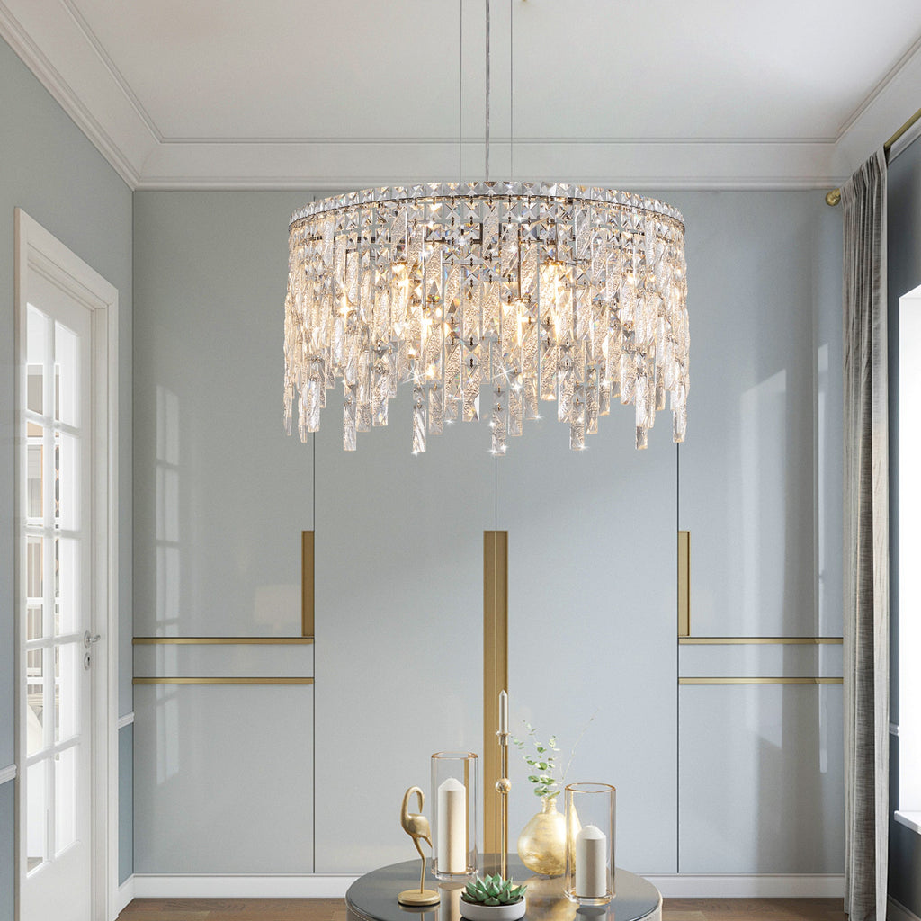 Luxurious Silver Crystal Chandelier -Timeless Elegance &amp; Modern Glamour