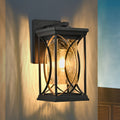 14"(H) 1-pack Black Outdoor Wall Lantern with Crackled Glass (Bulb Not Included)