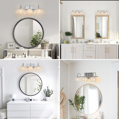 17" Brushed Nickel Finish Vintage Crystal Vanity Light   (No Bulbs)