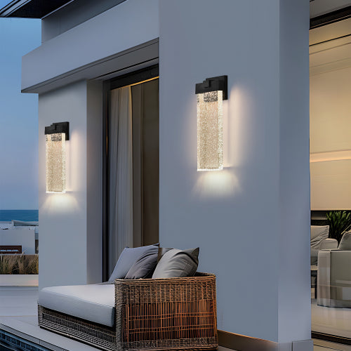18" Modern Outdoor LED Wall Sconce -Elegant Bubble Crystal Lighting