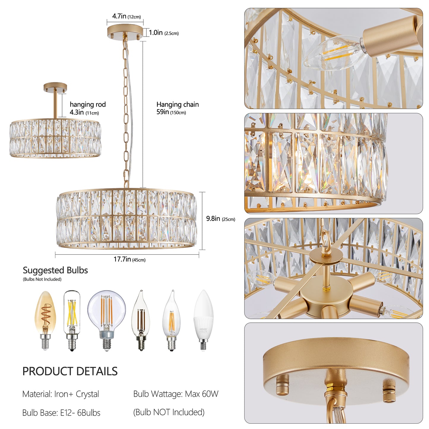 Modern Crystal Drum Chandelier – Timeless Elegance &amp; Radiant Glow