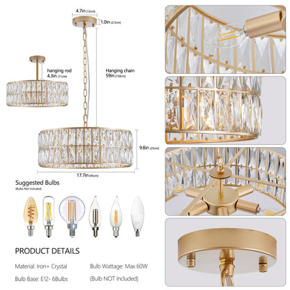 Modern Crystal Drum Chandelier – Timeless Elegance &amp; Radiant Glow