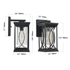 14"(H) 1-pack Black Outdoor Wall Lantern with Crackled Glass (Bulb Not Included)