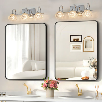 17" Brushed Nickel Finish Vintage Crystal Vanity Light   (No Bulbs)