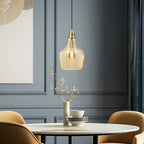 Bell Shaped Glass Pendant, Gold/Amber