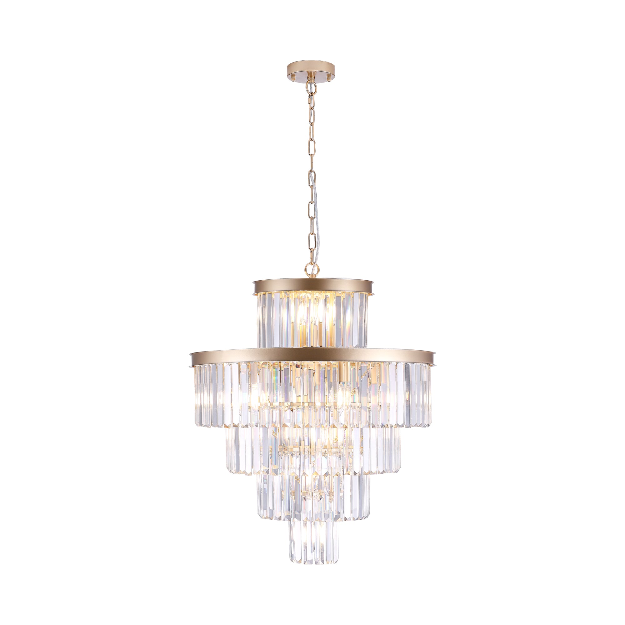 Golden Luxury Crystal Chandelier – Modern Ceiling Light Fixture