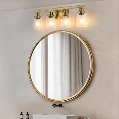 Golden  Vanity Light with Clear Glass Shades (No Bulbs)