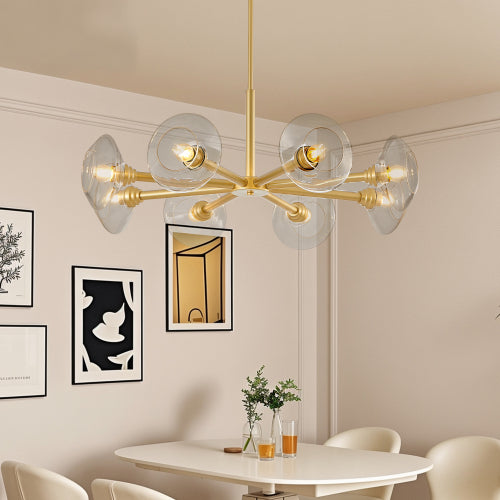 Modern Gold Sputnik Chandelier with Clear Glass Shades (Bulb Not Included)
