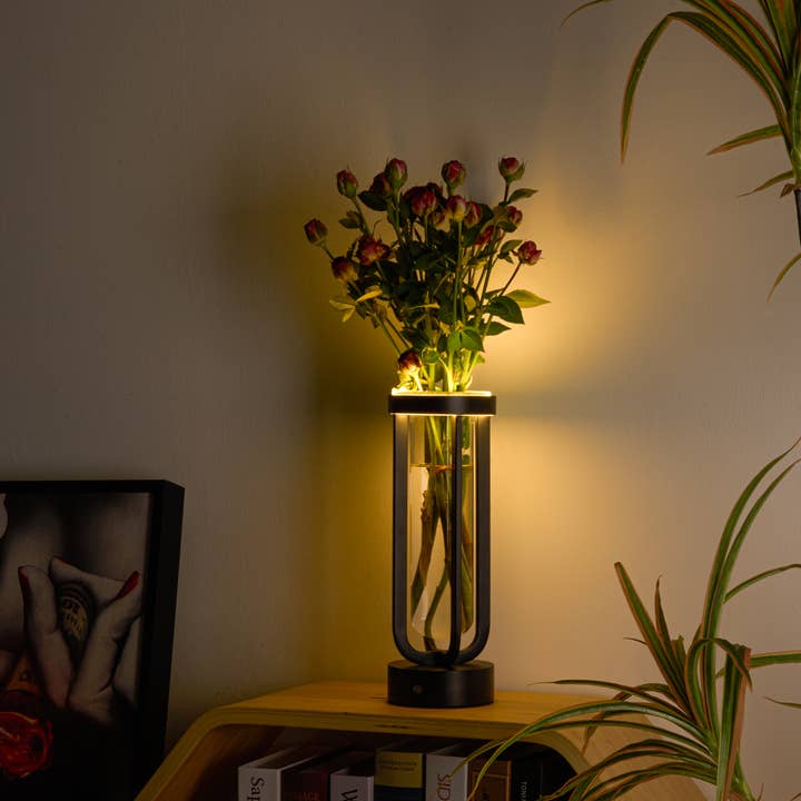 Rechargeable Floral Vase Table Lamp Dimmable Night Light