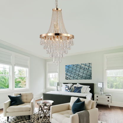 Gold Crystal Chandelier – Large Contemporary Luxury Ceiling Fixture