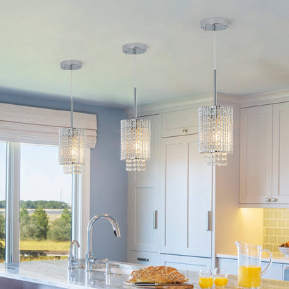 Lot de 3 lampes suspendues en cristal de luxe, lustre élégant avec finition dorée et design en perles en cascade (sans ampoules) 