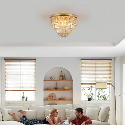 Gold Crystal Chandelier – Contemporary Luxury Ceiling Light Fixture