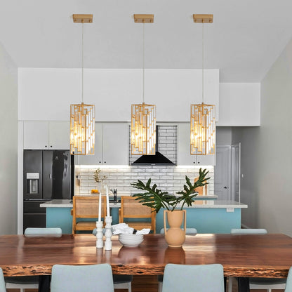 Modern Crystal Pendant Lights – Set of 3 Adjustable Ceiling Fixtures