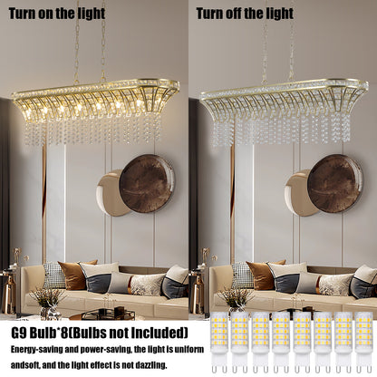 Lustre de plafond ovale en cristal pour îlot de cuisine moderne couleur champagne doré 