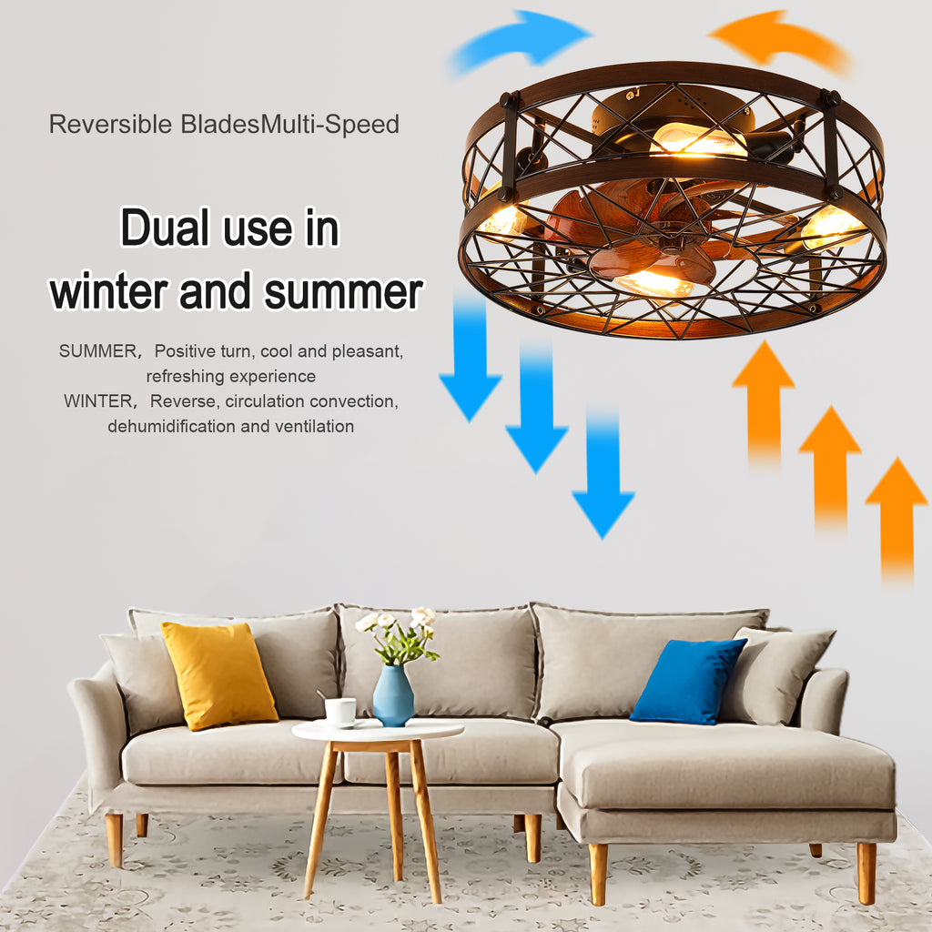 20-Inch Caged Ceiling Fan with Light