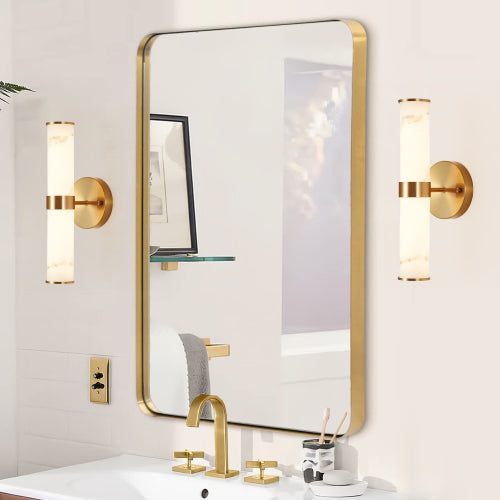Modern Marble-Effect Wall Sconces – Set of 2