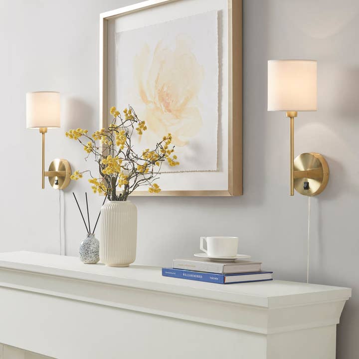 [Set of 2] Wall Light Sconce, Gold Base