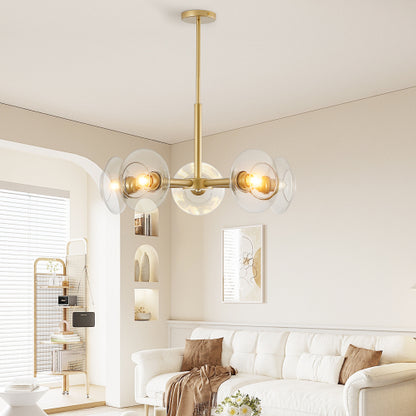 Modern Gold Sputnik Chandelier with Clear Glass Shades (Bulb Not Included)