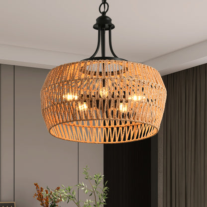 19" Boho Hemp Rope Pendant Light (Bulb Not Included)