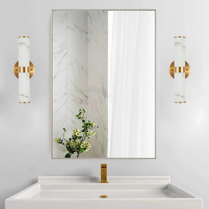 Modern Marble-Effect Wall Sconces – Set of 2