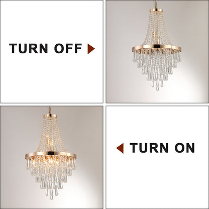 Gold Crystal Chandelier – Large Contemporary Luxury Ceiling Fixture
