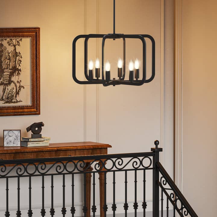 Black 6-Light Pendant Light Chandelier