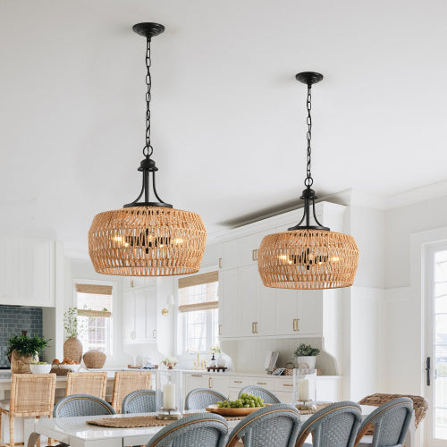 19" Boho Hemp Rope Pendant Light (Bulb Not Included)