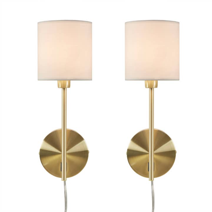 [Set of 2] Wall Light Sconce, Gold Base