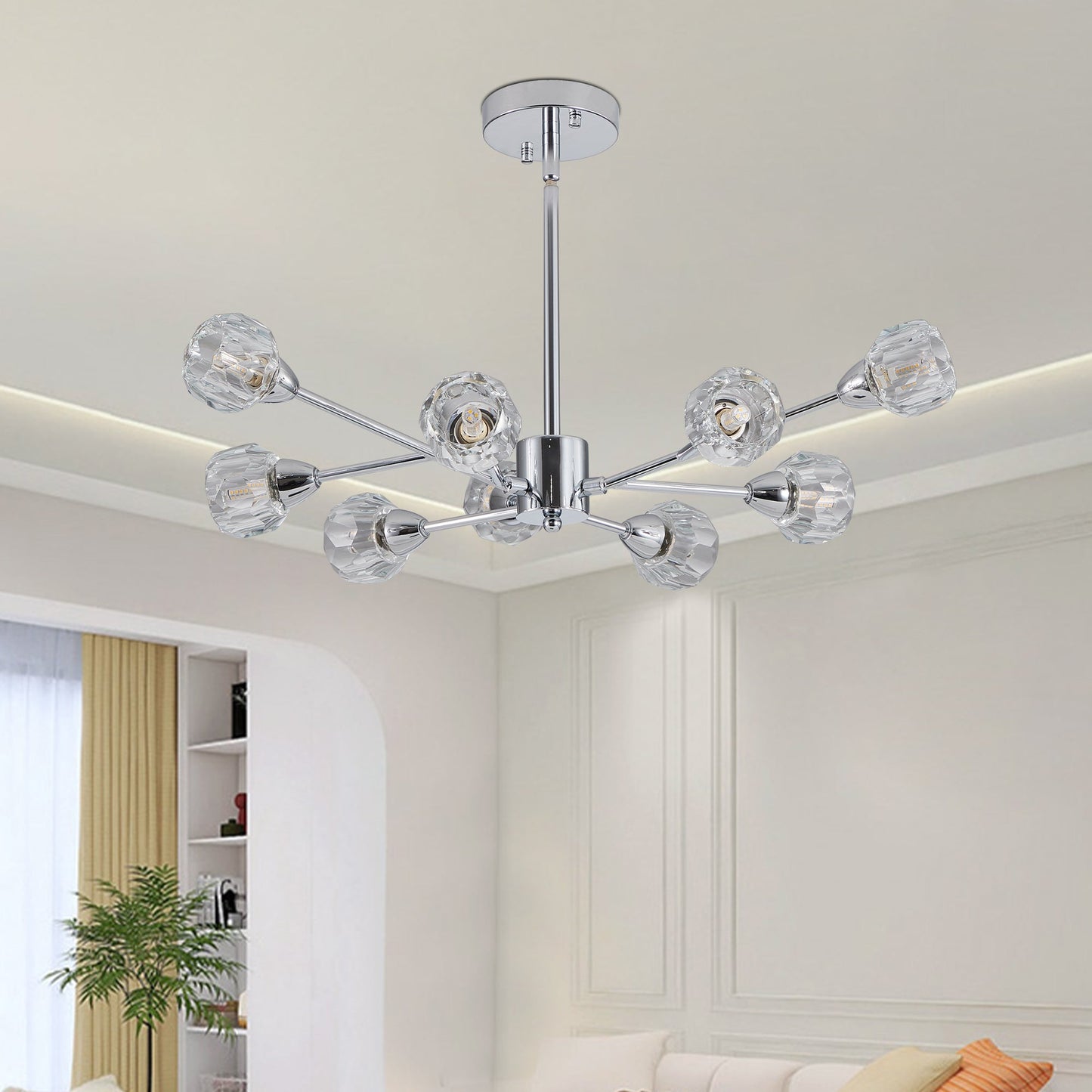 28" Modern Crystal Chandelier -Sophisticated Brilliance &amp; Contemporary Elegance