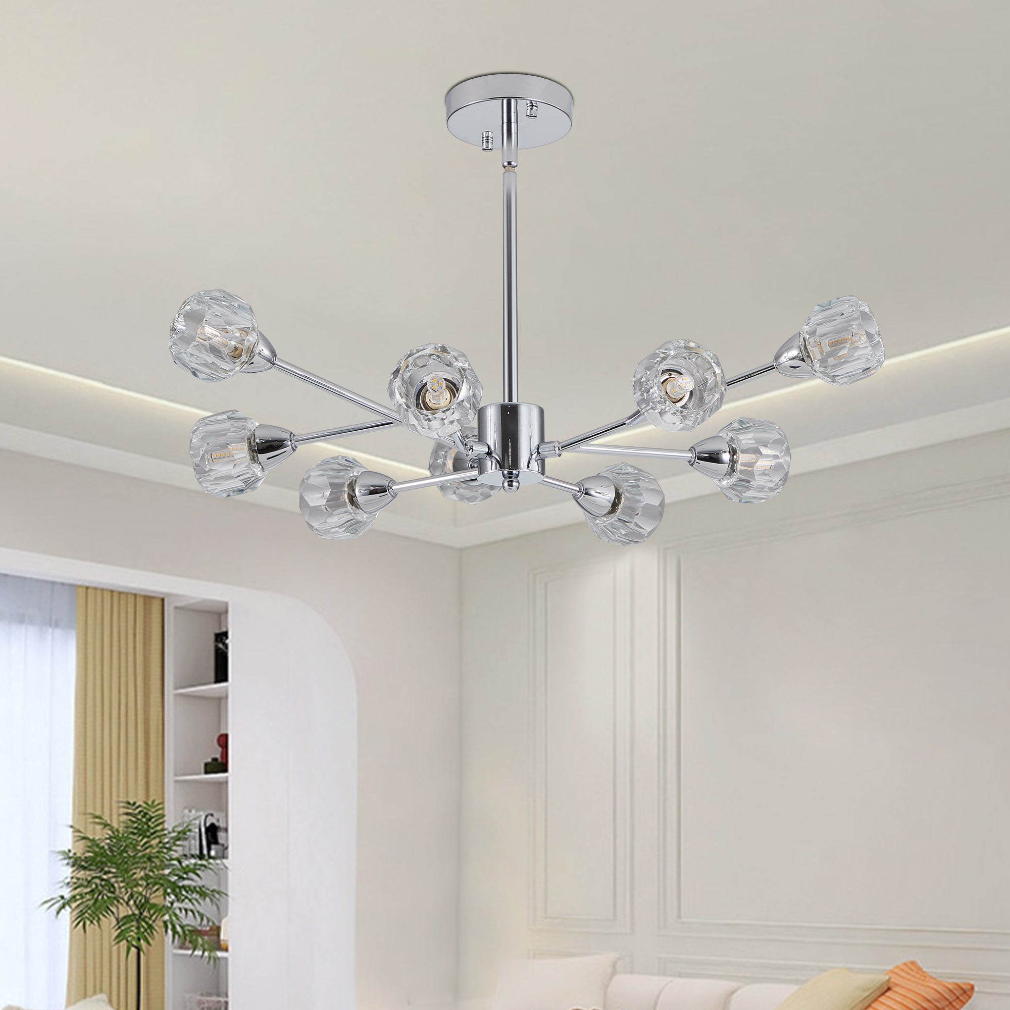 28" Modern Crystal Chandelier -Sophisticated Brilliance &amp; Contemporary Elegance