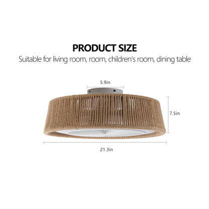 21" Bohemian Braided Ceiling Fan Light