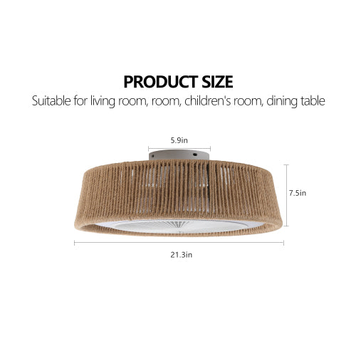 21" Bohemian Braided Ceiling Fan Light