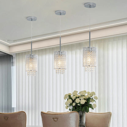 Lot de 3 lampes suspendues en cristal de luxe, lustre élégant avec finition dorée et design en perles en cascade (sans ampoules) 