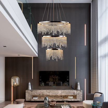 23.6-inch Fancy hanging ceiling lamps luxury modern pendant light crystal chandelier