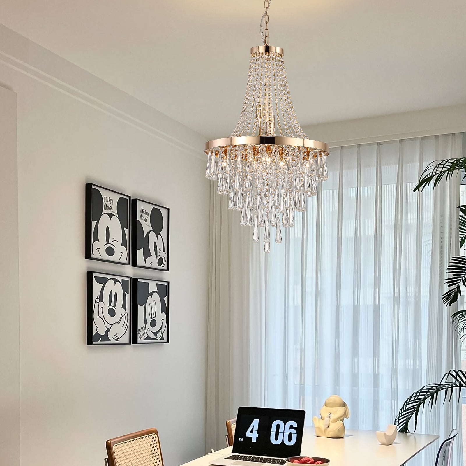 Gold Crystal Chandelier – Large Contemporary Luxury Ceiling Fixture