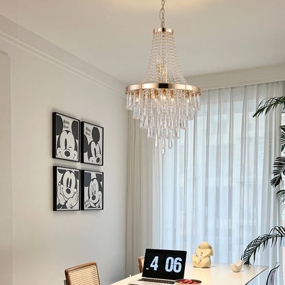 Gold Crystal Chandelier – Large Contemporary Luxury Ceiling Fixture