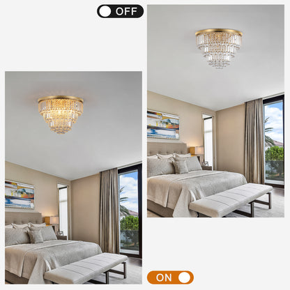 Gold Crystal Chandelier – Contemporary Luxury Ceiling Light Fixture