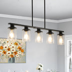37" Modern Industrial 5-Light Chandelier with Clear Glass Shades (No Bulbs)
