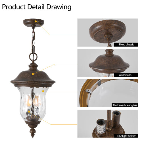 19"(H) Rustic Outdoor Hanging Lantern (One Piece & No Bulb)