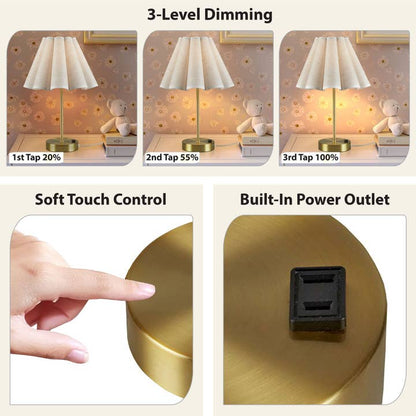 Tap-Control and Dimmable Accent Table Lamp with Power Outlet