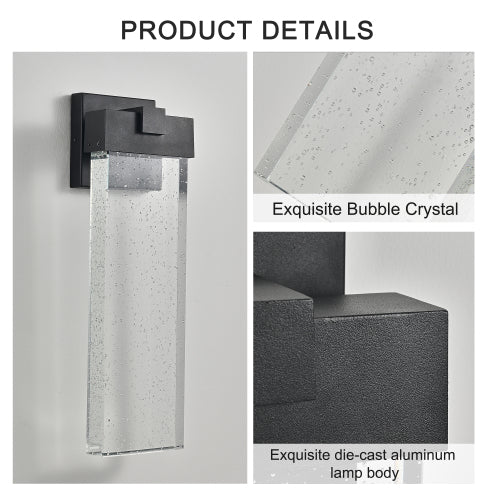18" Modern Outdoor LED Wall Sconce -Elegant Bubble Crystal Lighting