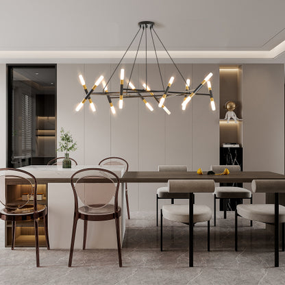 41" Black & Golden Modern Chandelier Light Fixture (Bulb Not Included)