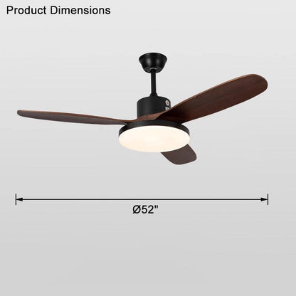 3 Wood Blade Ceiling Fan Lamp
