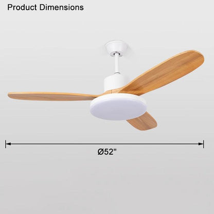 3 Wood Blade Ceiling Fan Lamp