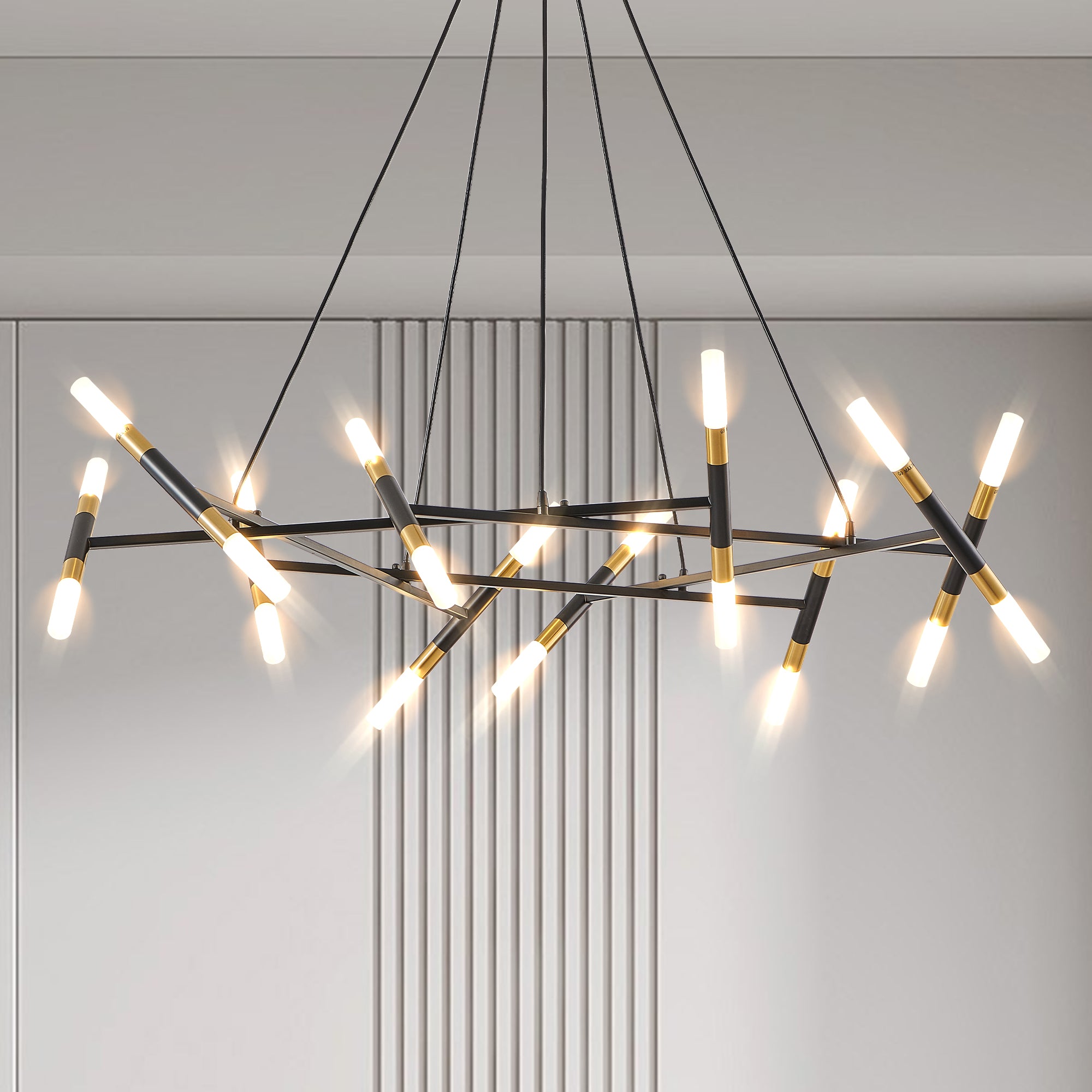 41" Black & Golden Modern Chandelier Light Fixture (Bulb Not Included)
