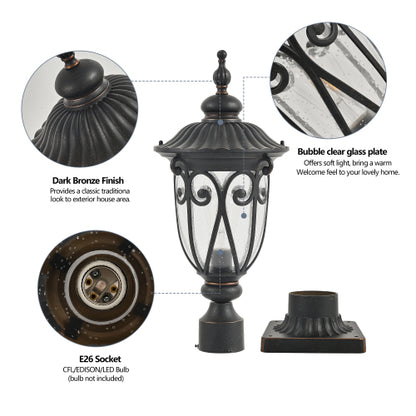 24"(H) 1-pack Vintage Black Outdoor Post Lantern (Bulb Not Included)