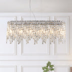 Silver Elegant Oval Crystal Chandelier -Modern Luxury &amp; Radiant Brilliance